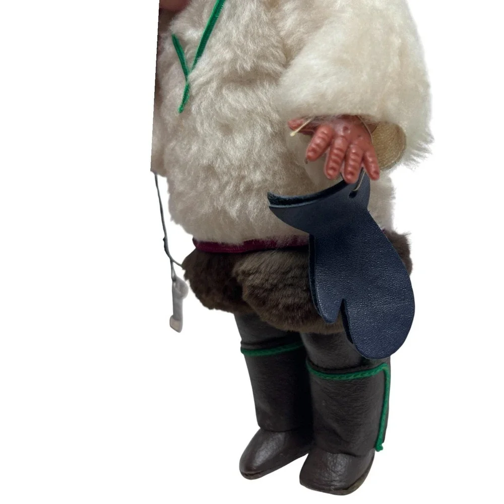Vintage Handmade Inuit Eskimo Native American Girl Doll Canada Faux Fur Souvenir